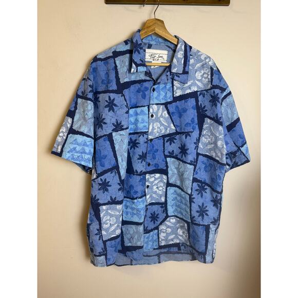 Vintage Men’s Fast Lane Made in USA Button Up Short Sleeve Floral Sz XL - Picture 1 of 5